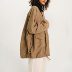SACRECOEUR Mahot Scottish Check Boucle Collar Parka in Multi