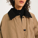 SACRECOEUR Mahot Scottish Check Boucle Collar Parka in Multi