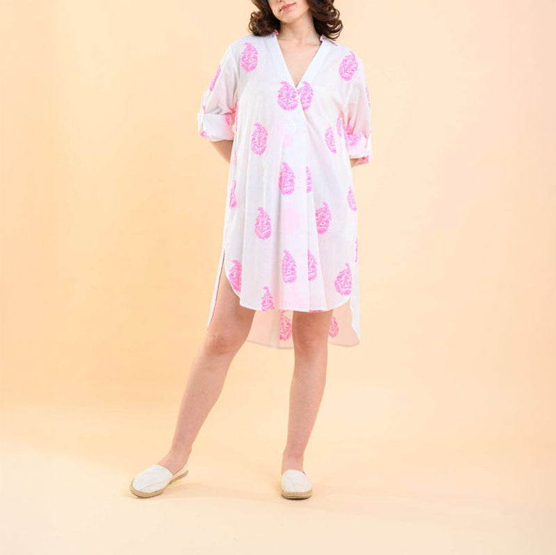 HANDPRINT DREAM APPAREL Marco Dress in Cherokee Pink
