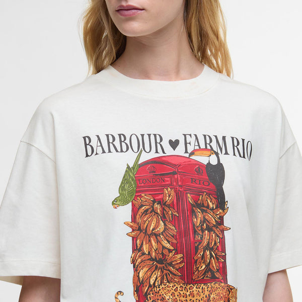 BARBOUR Barbour X Farm Rio Maria Clara T-shirt in Off White