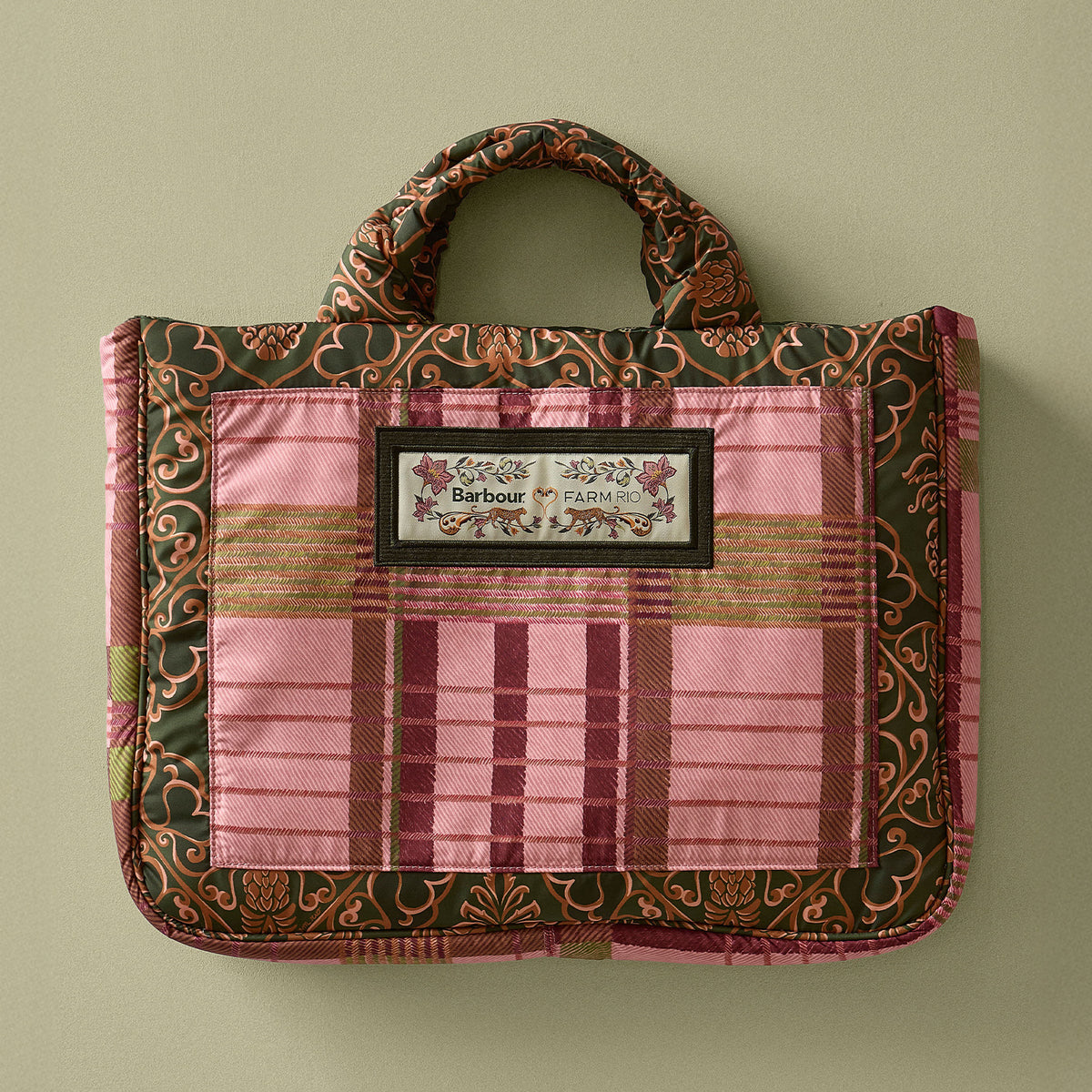 BARBOUR Barbour X Farm Rio Maria Clara Tote Bag in Pink Tartan