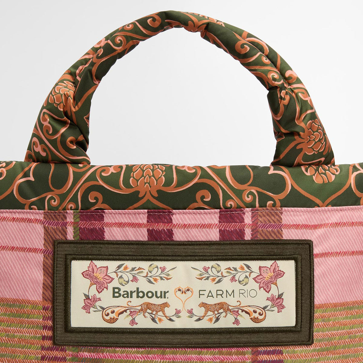 BARBOUR Barbour X Farm Rio Maria Clara Tote Bag in Pink Tartan