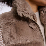 RINO & PELLE May Short Faux Fur Gilet in Mocha Latte