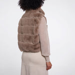 RINO & PELLE May Short Faux Fur Gilet in Mocha Latte
