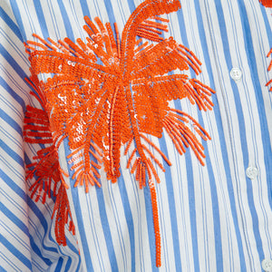 Fresh Embellished Shirt in Blue/Orange/White