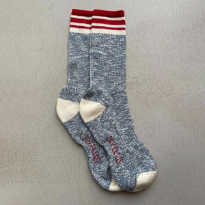 Mens Dornorch Slubbed Socks in Blue Marl/Red