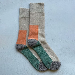 Mens Lyle Gloaming Socks in Oatmeal/Orange/Green