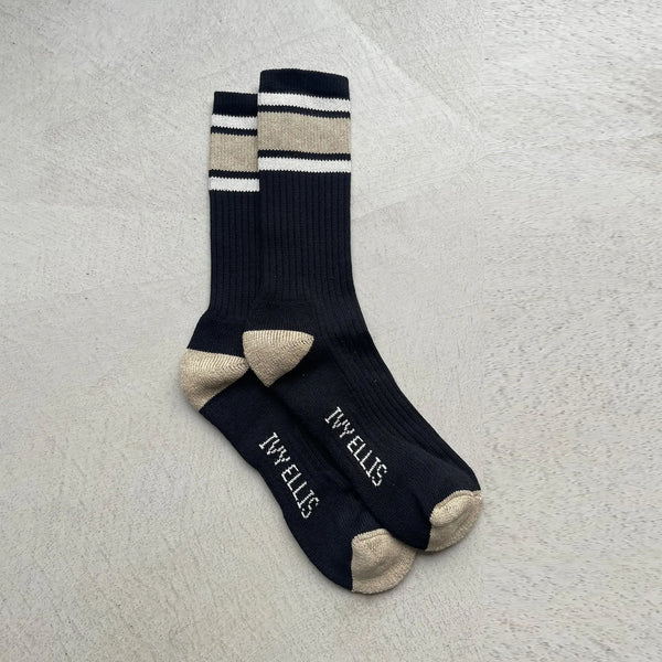 IVY ELLIS The Brees Men’s Crew Length Socks in Black