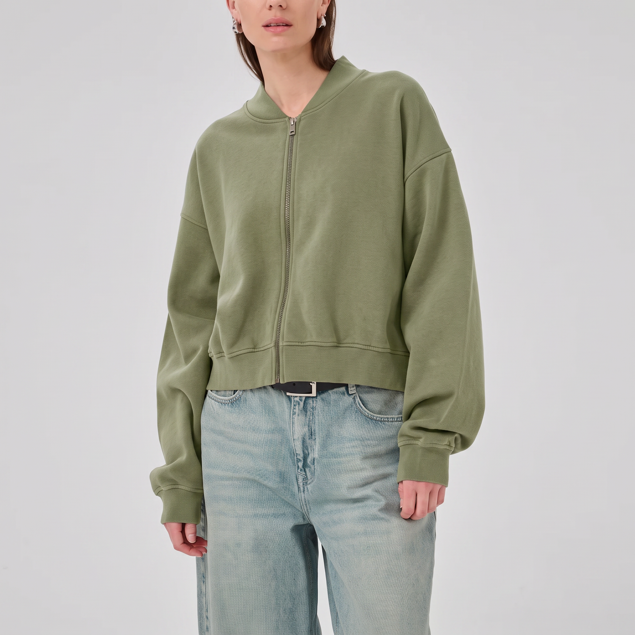 MY ESSENTIAL WARDROBE MetaMW Short Sweat Jacket in Olive Night Wash