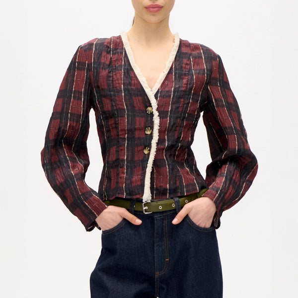 BAUM UND PFERDGARTEN Millea Jacket in Dark Red Check