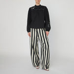 STELLA NOVA Moon and Star Embroidered Blouse in Black