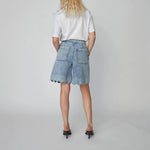 STELLA NOVA Moon Washed Denim Shorts in Denim Moon Wash