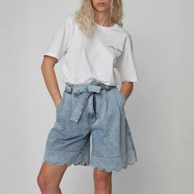 STELLA NOVA Moon Washed Denim Shorts in Denim Moon Wash