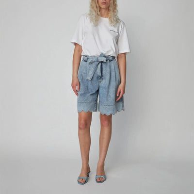 STELLA NOVA Moon Washed Denim Shorts in Denim Moon Wash