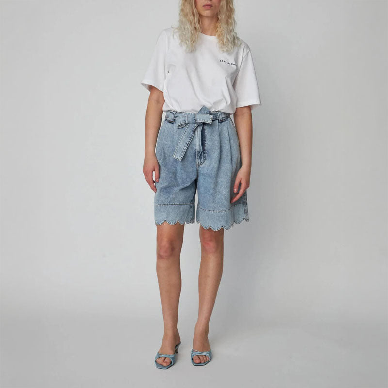 STELLA NOVA Moon Washed Denim Shorts in Denim Moon Wash