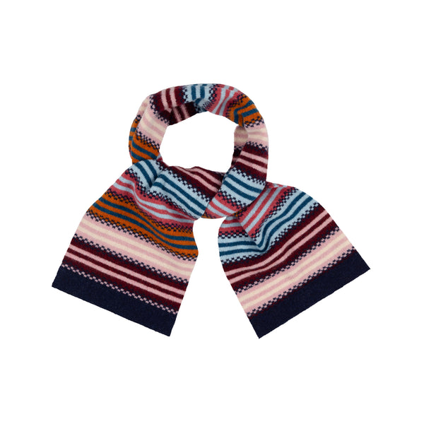 QUINTON & CHADWICK Multi Stripe Small Scarf  in Autumn Berry