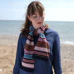QUINTON & CHADWICK Multi Stripe Small Scarf  in Autumn Berry
