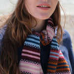 QUINTON & CHADWICK Multi Stripe Small Scarf  in Autumn Berry
