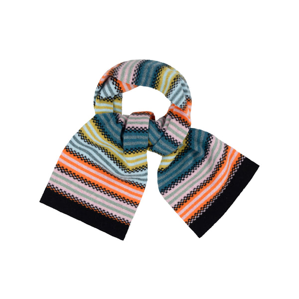 QUINTON & CHADWICK Multi Stripe Small Scarf  in Meadow Patch