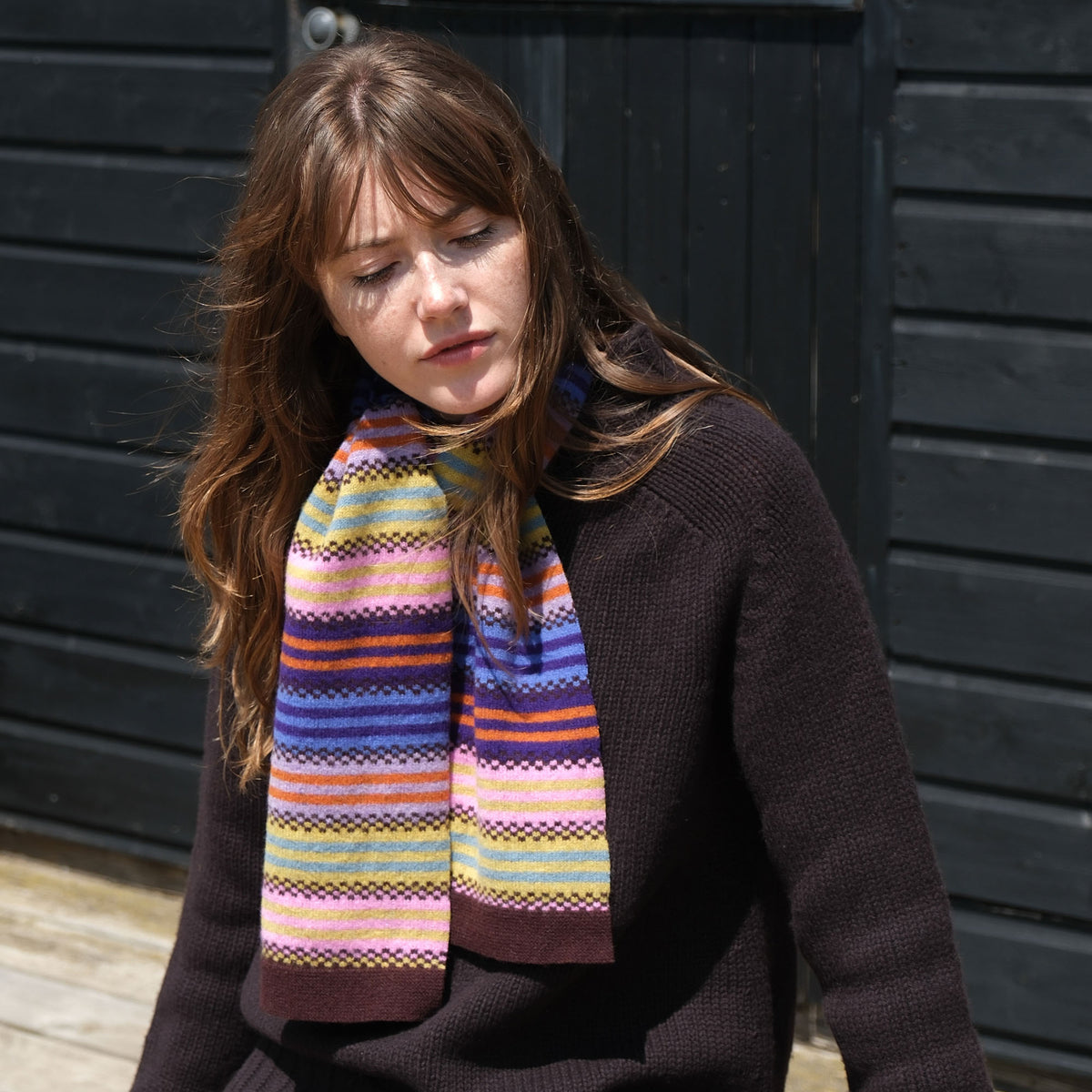 QUINTON & CHADWICK Multi Stripe Small Scarf  in Quartz