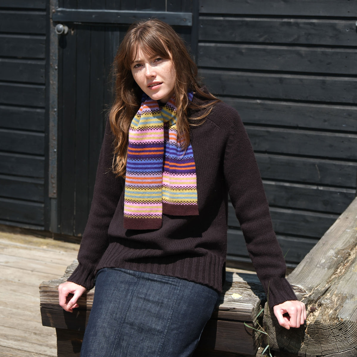 QUINTON & CHADWICK Multi Stripe Small Scarf  in Quartz