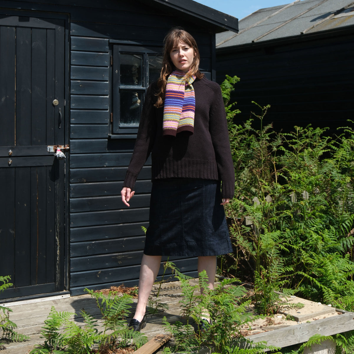 QUINTON & CHADWICK Multi Stripe Small Scarf  in Quartz