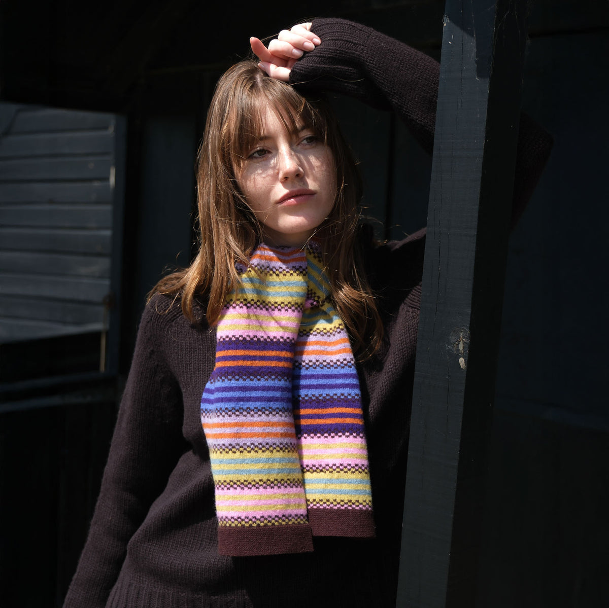 QUINTON & CHADWICK Multi Stripe Small Scarf  in Quartz