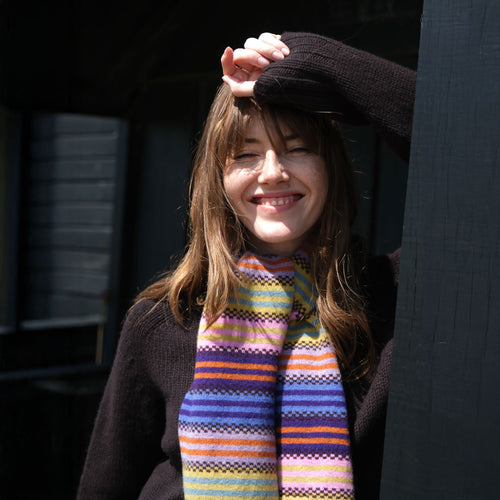 QUINTON & CHADWICK Multi Stripe Small Scarf  in Quartz