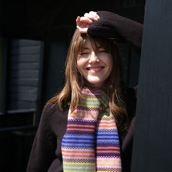 QUINTON & CHADWICK Multi Stripe Small Scarf  in Quartz