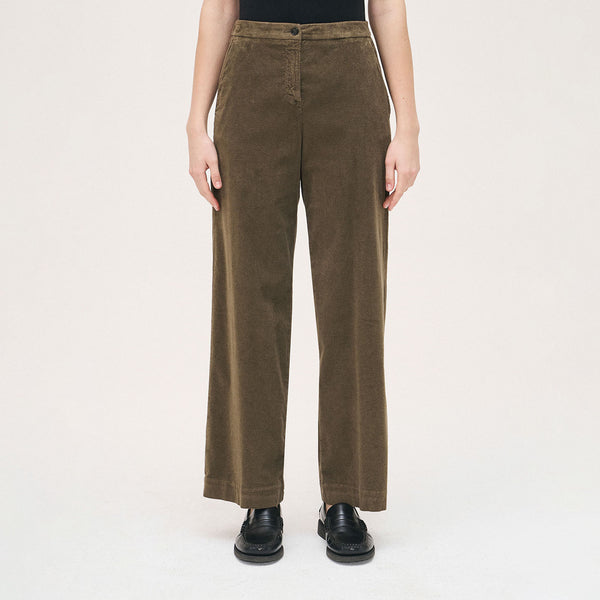 ROSSO35 Wide Leg Cords in Moss Green