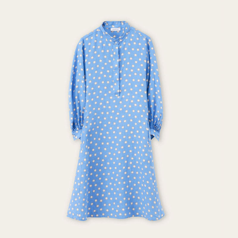 ROSSO35 Easy Midi Dress in Light Blue/White Polka Dot