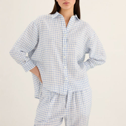 ROSSO35 Easy Check Shirt in White/Light Blue Check