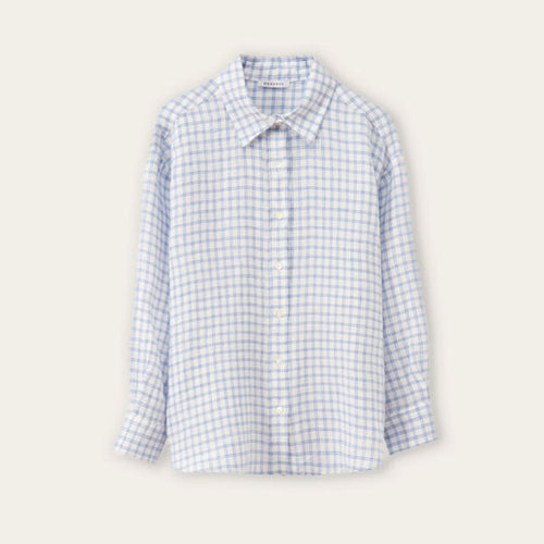 ROSSO35 Easy Check Shirt in White/Light Blue Check