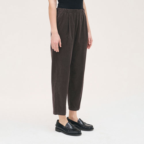 ROSSO35 Garment-Dyed Elasticated Trousers in Chocolate