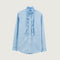 ROSSO35 Ruffle Placket Shirt in Light Blue