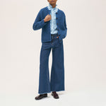 ROSSO35 Ruffle Placket Shirt in Light Blue