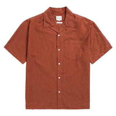 NORSE PROJECTS Carsten Cotton Tencel Shirt in Red Ochre