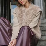 RINO & PELLE Alvita Faux Fur Gilet in Oat