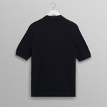 WAX LONDON Naples Diamond Stripe Knitted Polo in Navy