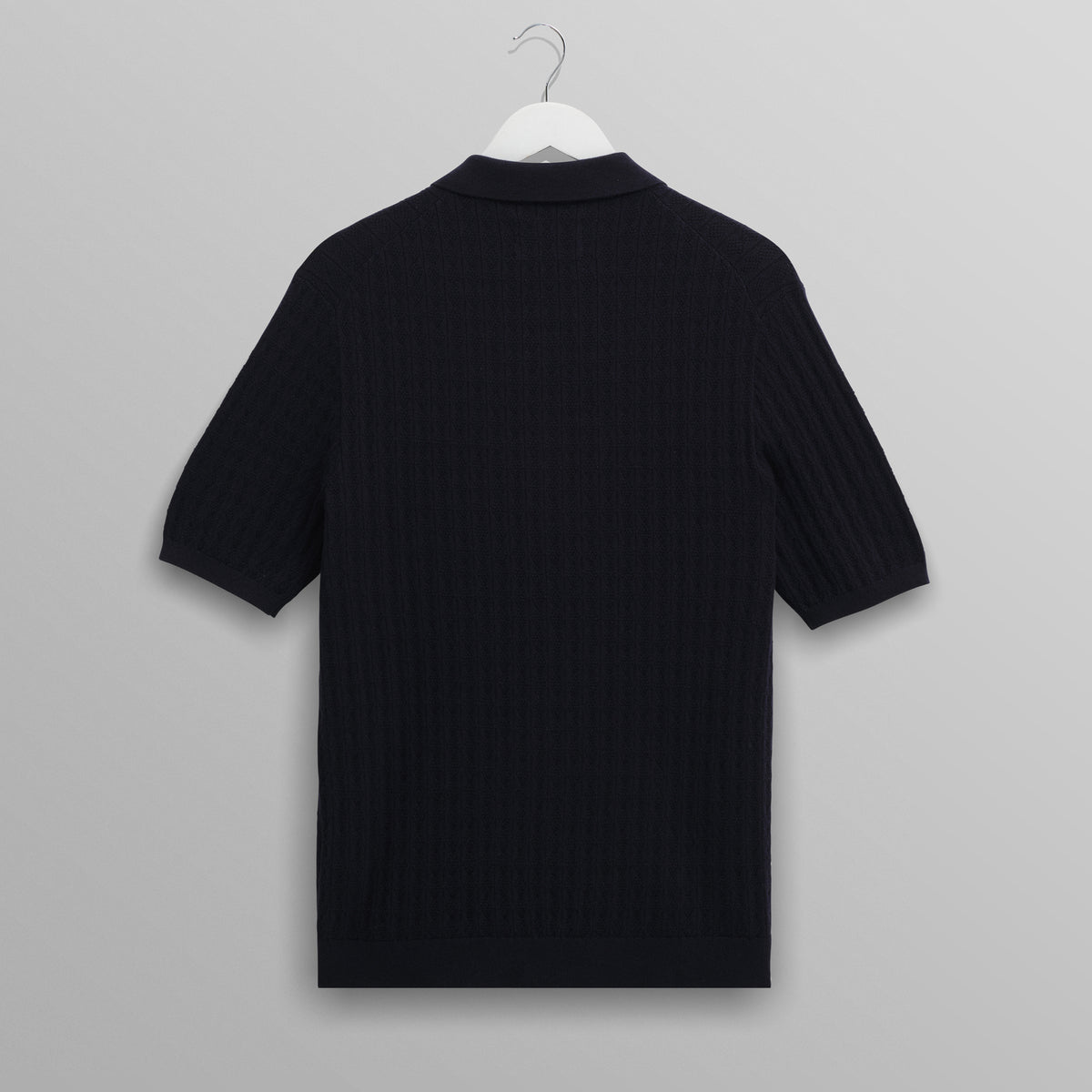 WAX LONDON Naples Diamond Stripe Knitted Polo in Navy