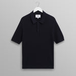 WAX LONDON Naples Diamond Stripe Knitted Polo in Navy