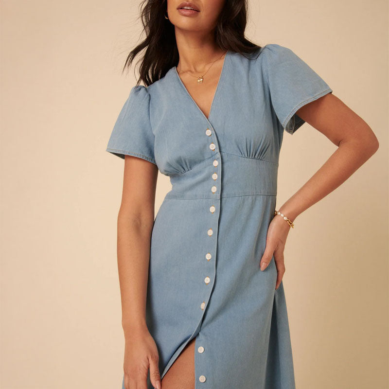 NOBODYS CHILD Rosie Midi Dress in Denim