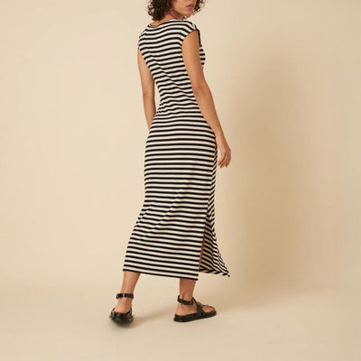 NOBODYS CHILD Finn Midi Dress in Stripe/Black
