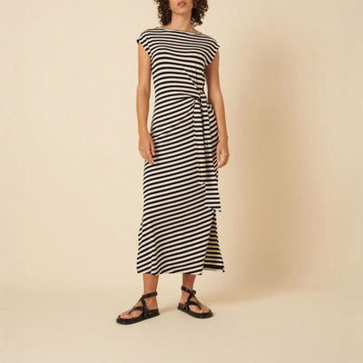 NOBODYS CHILD Finn Midi Dress in Stripe/Black