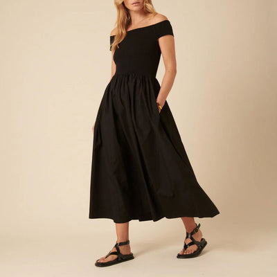 NOBODYS CHILD Bardot Midi Dress  in Black