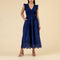 HANDPRINT DREAM APPAREL Aegean Cotton Cap Sleeve Dress in Navy