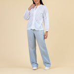 HANDPRINT DREAM APPAREL Athena Embroidered Cotton Blouse in White