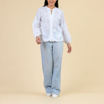 HANDPRINT DREAM APPAREL Athena Embroidered Cotton Blouse in White