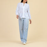 HANDPRINT DREAM APPAREL Athena Embroidered Cotton Blouse in White