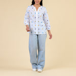 HANDPRINT DREAM APPAREL Iris Embroidered Top  in White/Multicolour